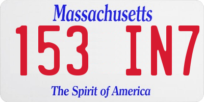 MA license plate 153IN7