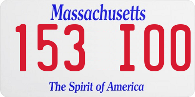MA license plate 153IO0