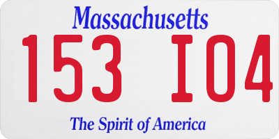 MA license plate 153IO4