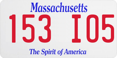 MA license plate 153IO5
