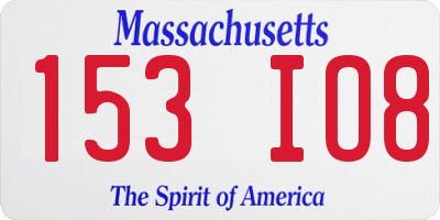 MA license plate 153IO8