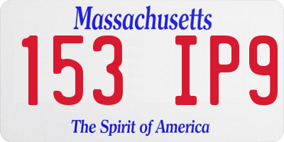 MA license plate 153IP9