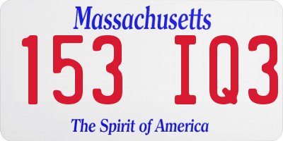 MA license plate 153IQ3