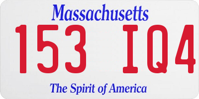MA license plate 153IQ4
