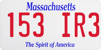 MA license plate 153IR3