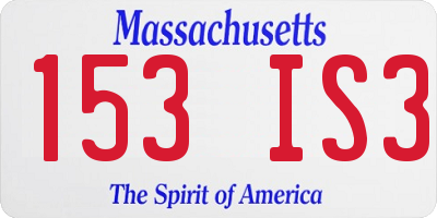 MA license plate 153IS3