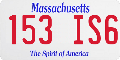 MA license plate 153IS6