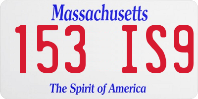 MA license plate 153IS9
