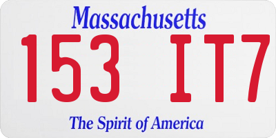 MA license plate 153IT7