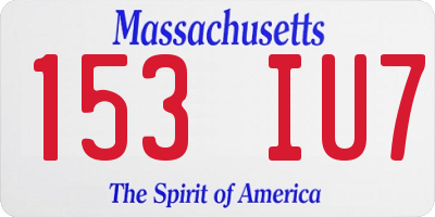 MA license plate 153IU7