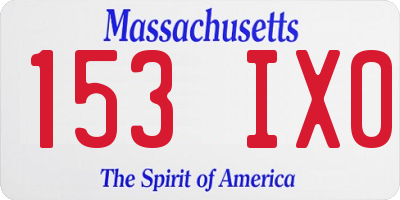 MA license plate 153IX0
