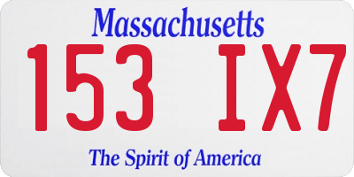 MA license plate 153IX7
