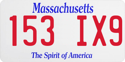 MA license plate 153IX9