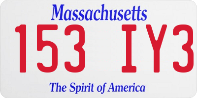 MA license plate 153IY3