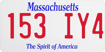 MA license plate 153IY4