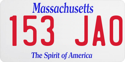 MA license plate 153JA0