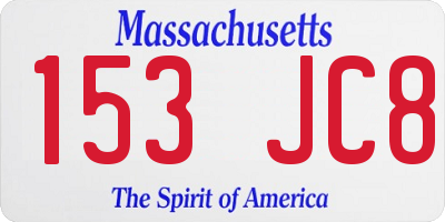 MA license plate 153JC8