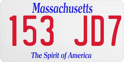 MA license plate 153JD7