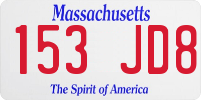 MA license plate 153JD8