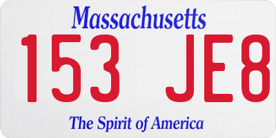 MA license plate 153JE8