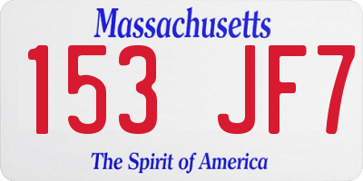 MA license plate 153JF7