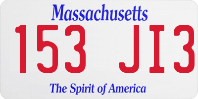 MA license plate 153JI3