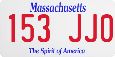 MA license plate 153JJ0