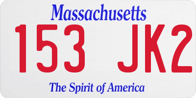 MA license plate 153JK2
