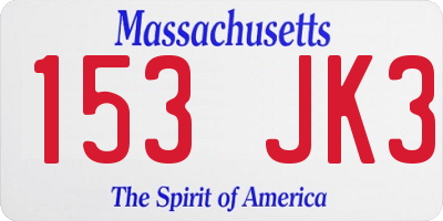 MA license plate 153JK3