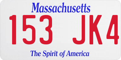 MA license plate 153JK4