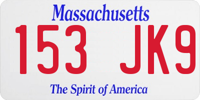 MA license plate 153JK9