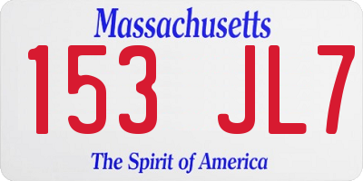 MA license plate 153JL7