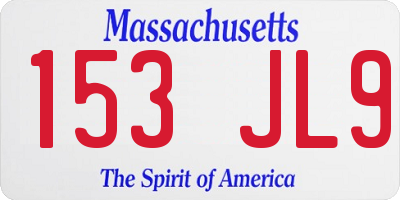 MA license plate 153JL9
