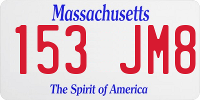 MA license plate 153JM8