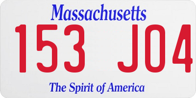 MA license plate 153JO4