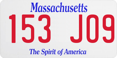 MA license plate 153JO9