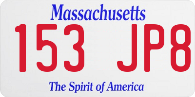 MA license plate 153JP8