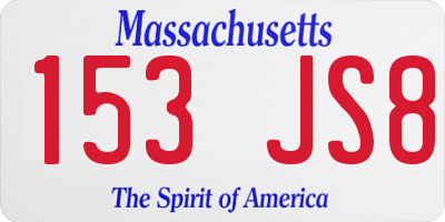 MA license plate 153JS8