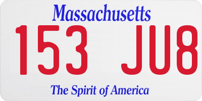 MA license plate 153JU8