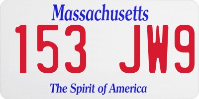 MA license plate 153JW9
