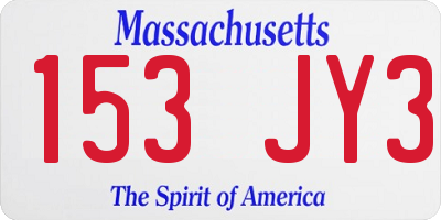 MA license plate 153JY3