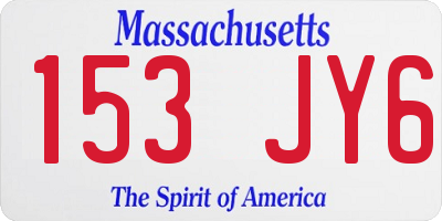 MA license plate 153JY6