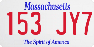 MA license plate 153JY7