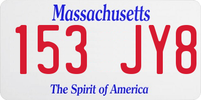 MA license plate 153JY8
