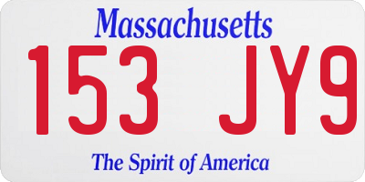 MA license plate 153JY9