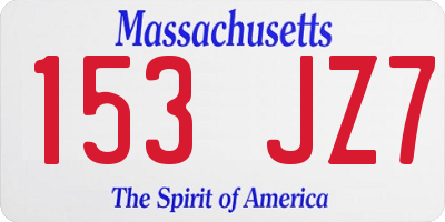 MA license plate 153JZ7