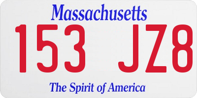 MA license plate 153JZ8
