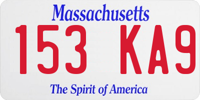 MA license plate 153KA9