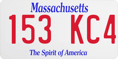 MA license plate 153KC4