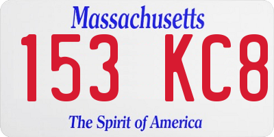 MA license plate 153KC8